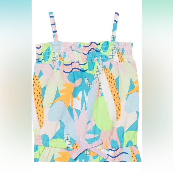 Amazon Essentials Girls Tropical Waves Sleeveless Jumpsuits Rompers, 2 Pack NEW - Picture 2 of 7